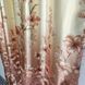 Атласні штори з квітами коричневого кольору 150х270 з батистовим тюлем 400х270 на тасьмі (SHT-650-3)  фото 3