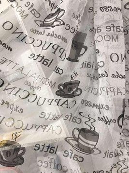 Батистова тюльна тканина з сірим принтом "чашок" на метраж (618-29) фото
