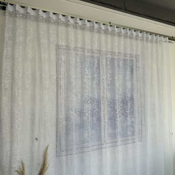 Жакардовий тюль "Мармур Сніжок" білий 500х270, тасьма фото