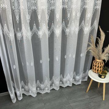 Бамбукова тканина білого кольору з вишивкою висота 3м (24PR457) фото