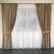 Бархатные шторы кофейного цвета 2шт. 150х270 с белым шифоновым тюлем 400х270, на тасьме (SHTN-915-5) фото 10