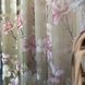 Атласні штори з квітами оливкового кольору 150х270 з батистовим тюлем 400х270 на тасьмі (SHT-157-1)  фото 7