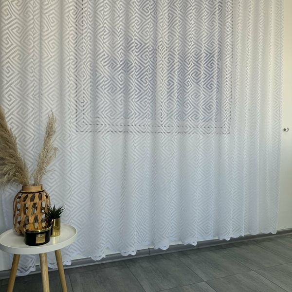 Жакардовий тюль "Геометрія" білий 500х270, тасьма фото