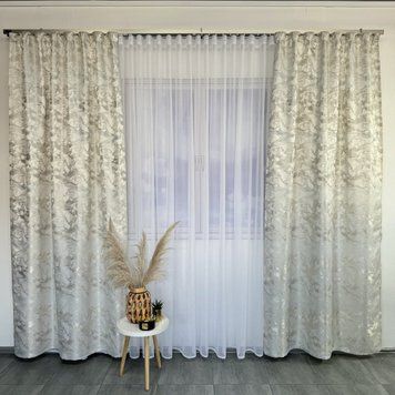 Мармурові жакардові штори ALBO світло-бежеві 150&times;270 см, комплект 2 шт. (SH-D28-5) фото