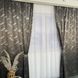 Жаккардовые шторы "геометрия" коричневого цвета 2шт. 150х270 с белым шифоновым тюлем 400х270, на тасьме (SHTN-K1-1) фото 10