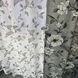 Льняные шторы серого цвета с цветами 150х270 с батистовым тюлем 400х270 на тасьме (SHT-M1-622-3) фото 8