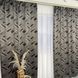 Жаккардовые шторы "геометрия" шоколадного цвета 2шт. 150х270 с белым шифоновым тюлем 400х270, на тасьме (SHTN-K1-3) фото