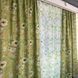 Льняные шторы зеленого цвета с цветами 150х270 с батистовым тюлем 400х270 на тасьме (SHT-M1-622-4) фото