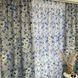 Льняные шторы серого цвета с голубыми цветами 150х270 с батистовым тюлем 400х270 на тасьме (SHT-M1-622-6) фото
