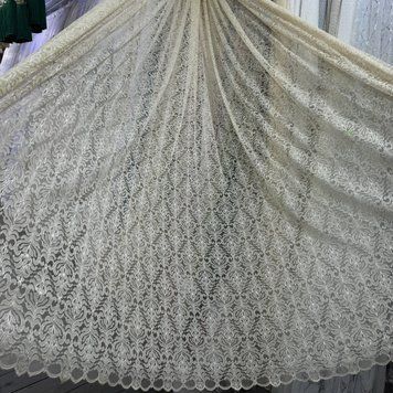Жакардова гіпюр тканина кремового кольору рулоном (R1104 sampanya)