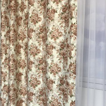 Плотная атласная шторная ткань, на метраж, в стиле прованс, кофейная, высота 2.8 м (631-3)