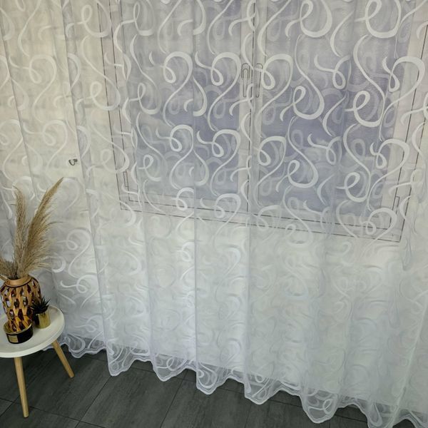 Жаккардовый Турецкий тюль "Вензель" белый 400х270, тесьма фото