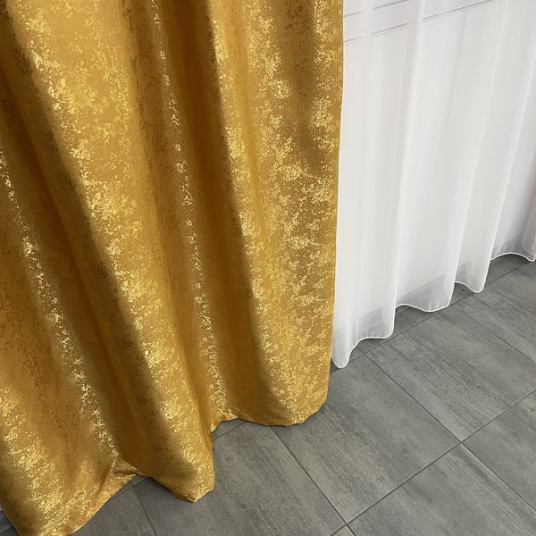 Жаккардовые шторы "песок" золотого цвета на тасьме 2шт. 150х270 (SH-C33-9) фото