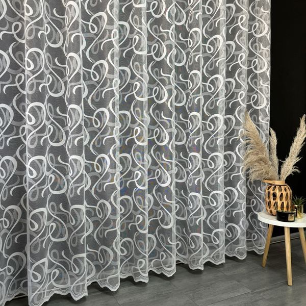 Жакардовий Турецький тюль "Вензель" білий 500х270, люверси