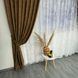 Мармурові жакардові штори коричневого кольору 2шт. 150х270 з білим жакардовим тюлем 400х270, на тасьмі (SHTL-M23-10)  фото 4